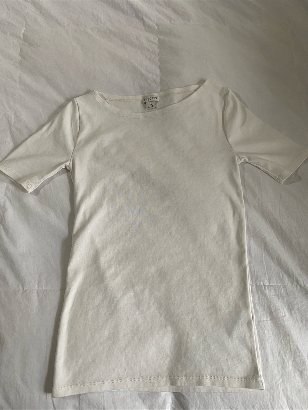J. Crew White Cotton Crewneck Short Sleeve Tee